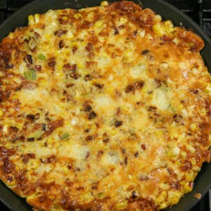 pancetta, corn, and leek frittata