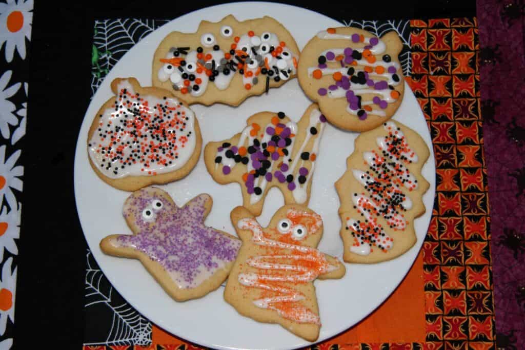 butter cookie cutouts decorated from halloween