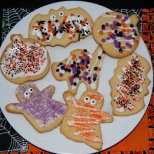 butter cookie cutouts decorated from halloween