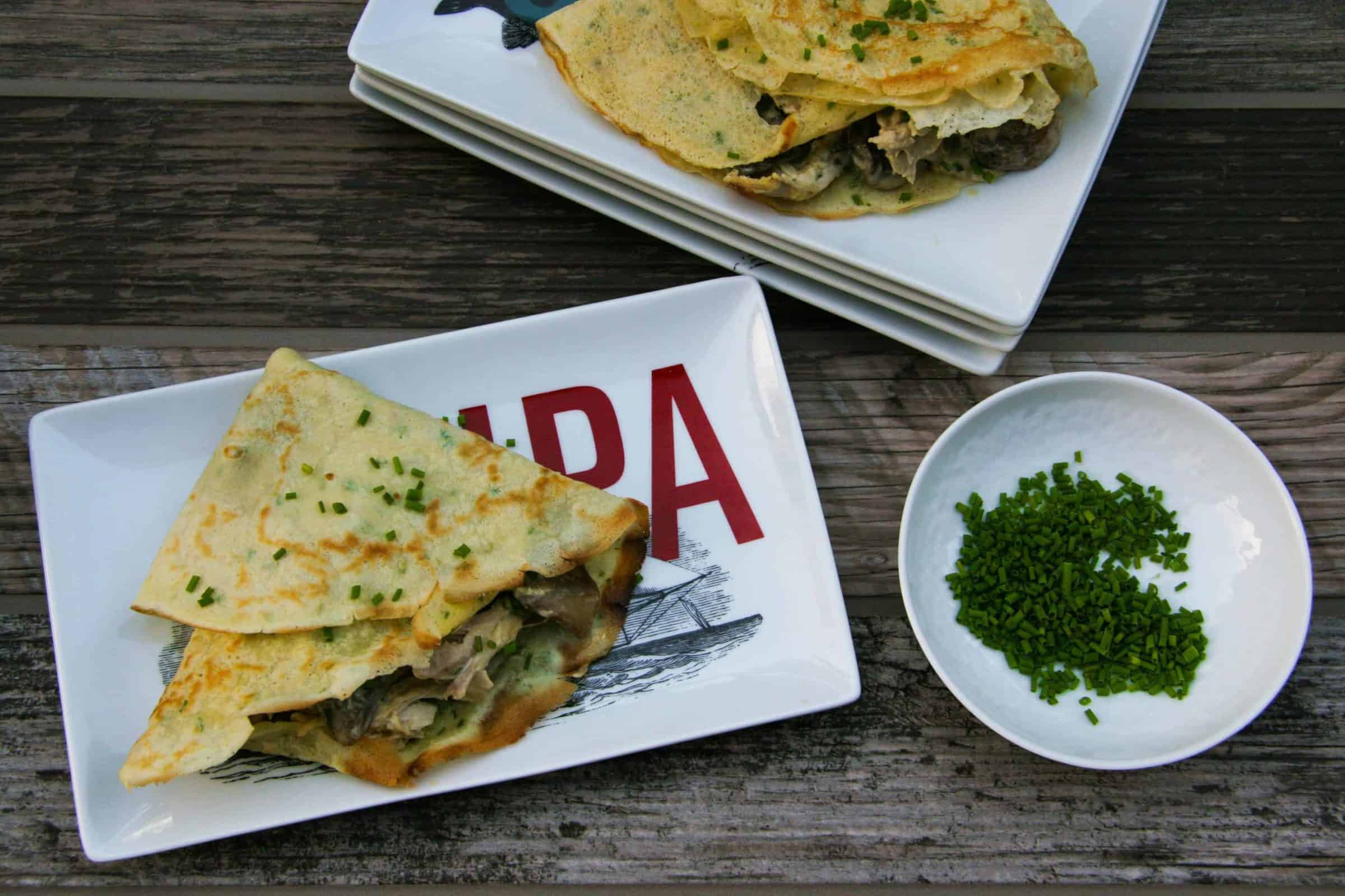 chicken and mushroom crepes