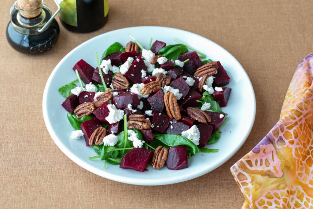 Spinach Beet Salad with Goat Cheese Vanilla Bean Cuisine