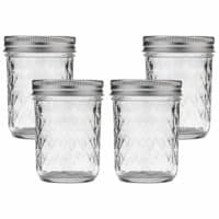 Ball Mason Jar 8-Ounces Jelly Quilted Crystal with Lids and Bands, Regular Mouth (Set of 4)