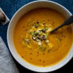 close up of carrot ginger soup