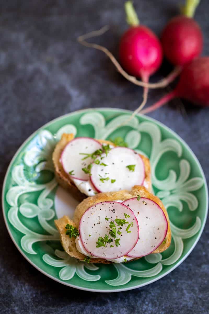 Red Radish Crostini with Lemon Ricotta Vanilla Bean Cuisine recipes