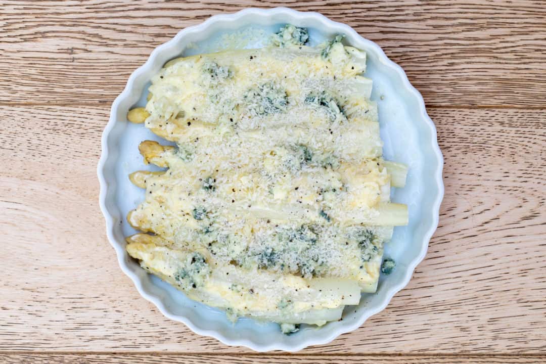 White Asparagus Roquefort Gratin Vanilla Bean Cuisine