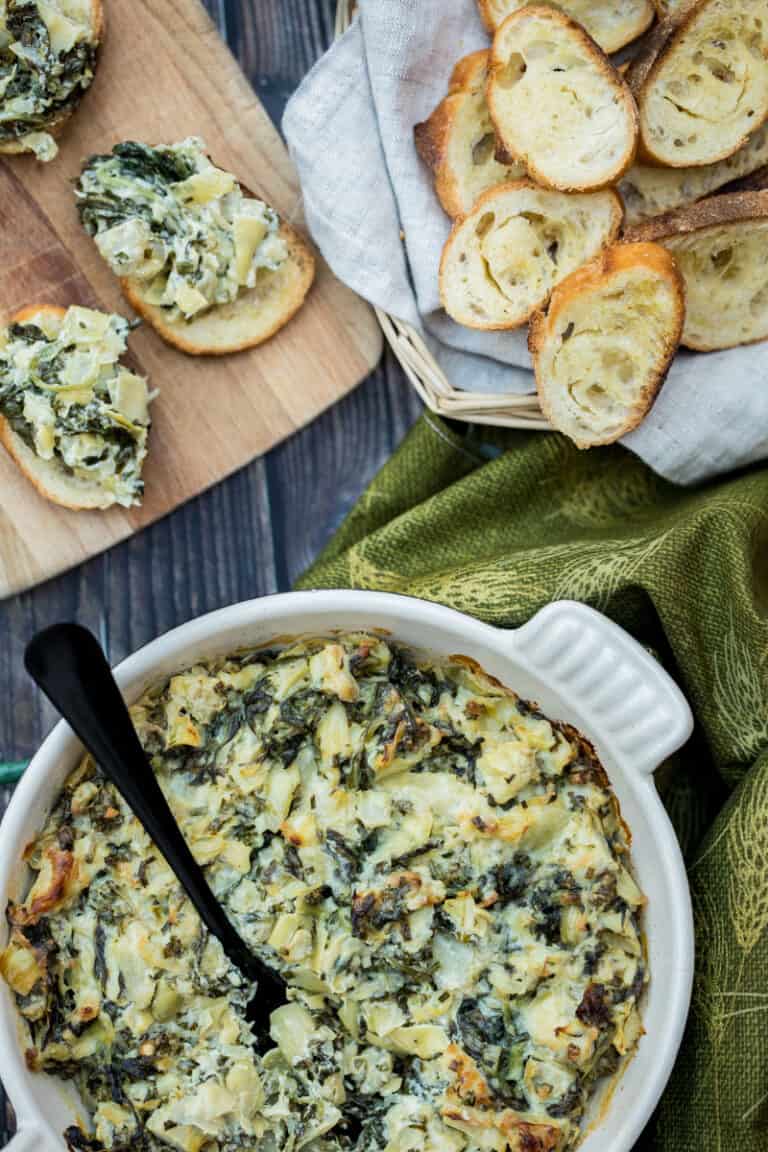 Healthier Baked Spinach Artichoke Dip | Vanilla Bean Cuisine
