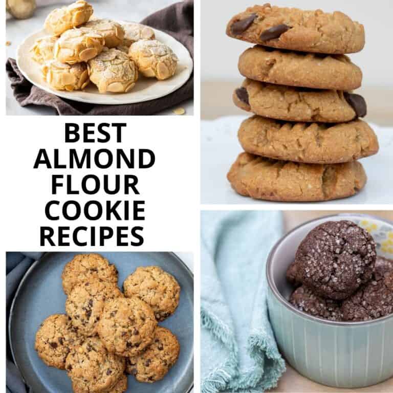 four photos of almond flour cookies with the text "best almond flour cookie recipes"