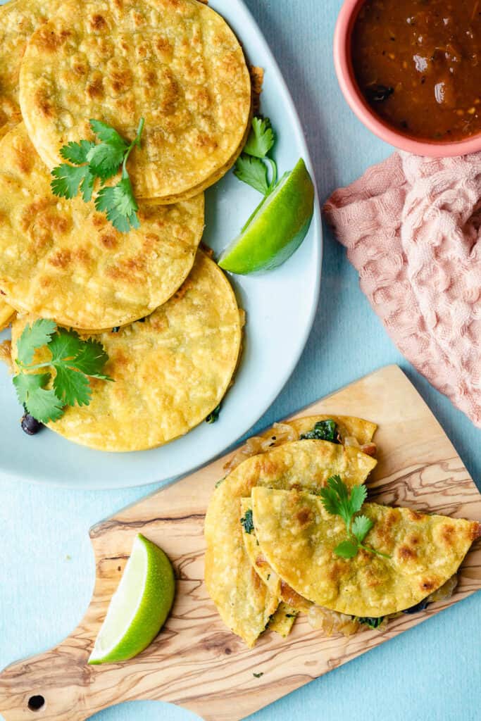 Corn Tortilla Quesadillas with Caramelized Onions {GlutenFree}