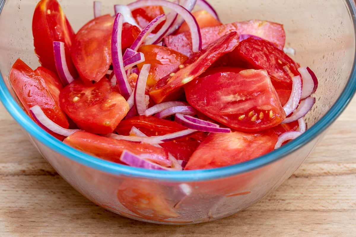 bowl of tomatoes and onions