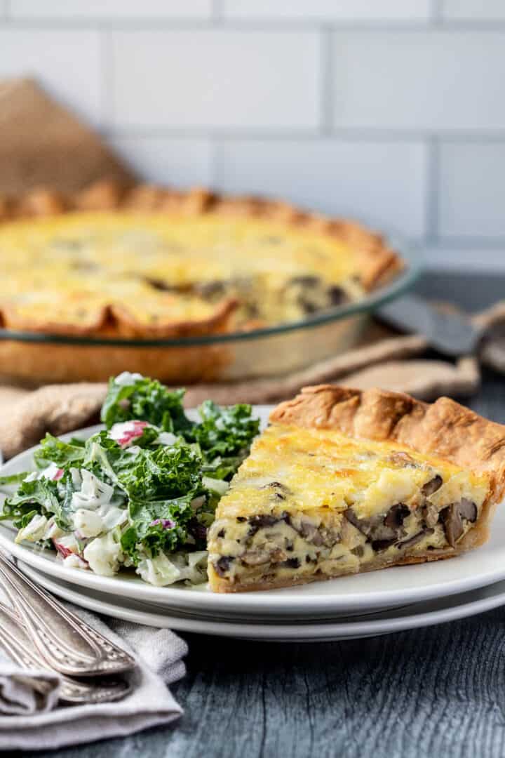 Mushroom Quiche with Cheese and Onion