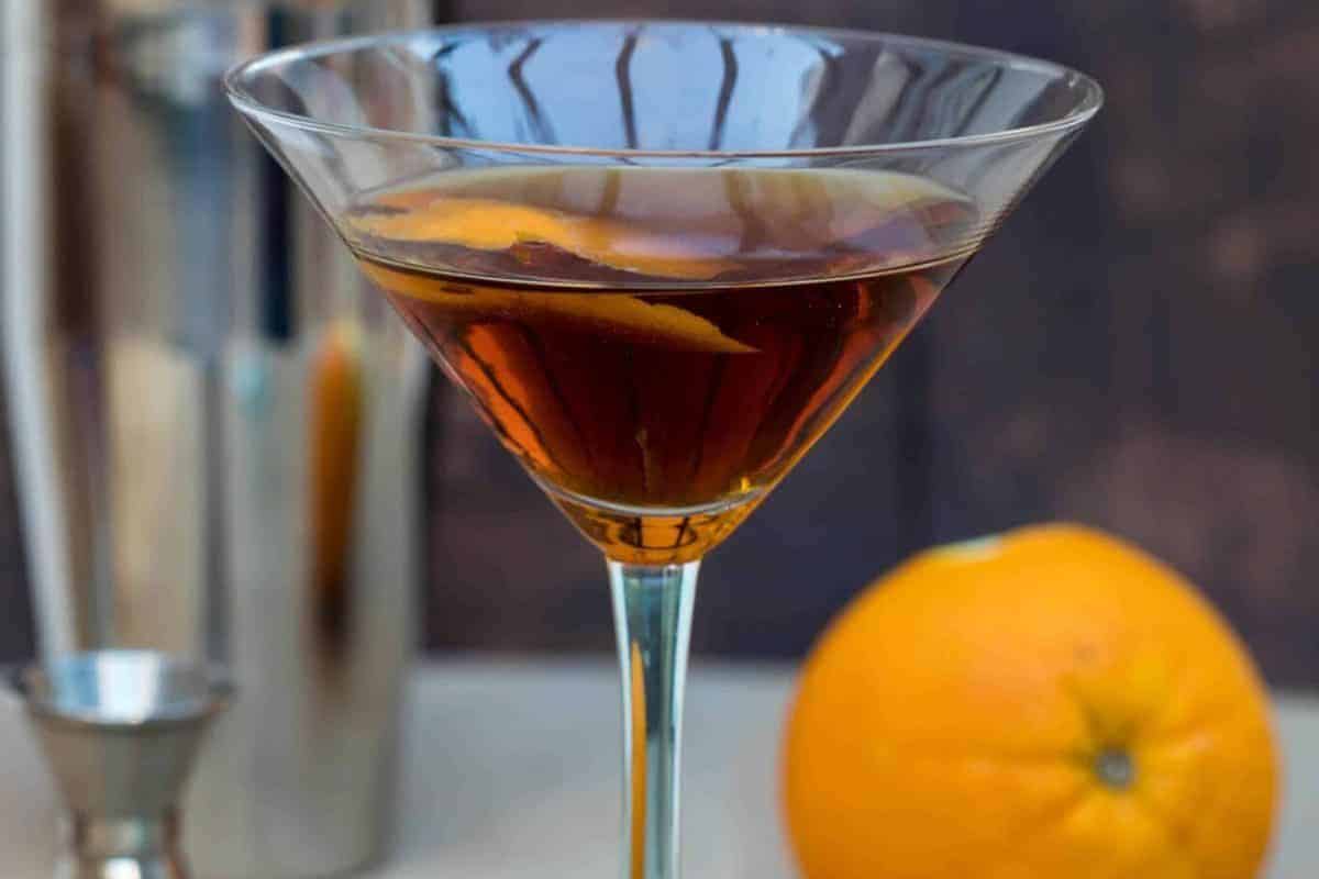A close up shot of hanky panky cocktail.