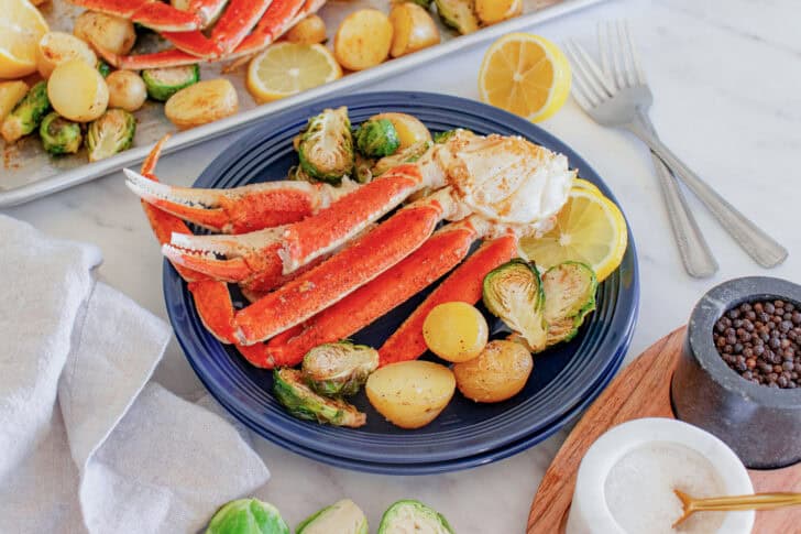 brussels sprouts, crab