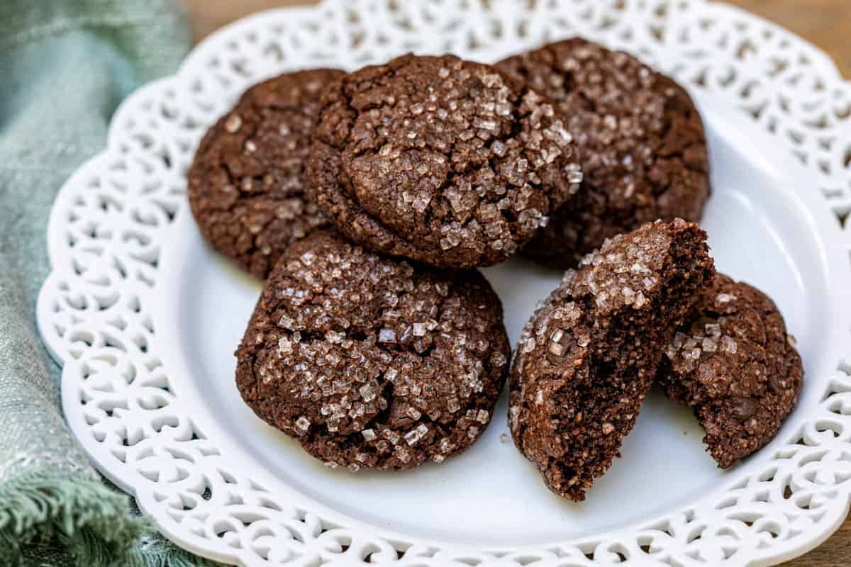 plate of almond flour chocolate cookies