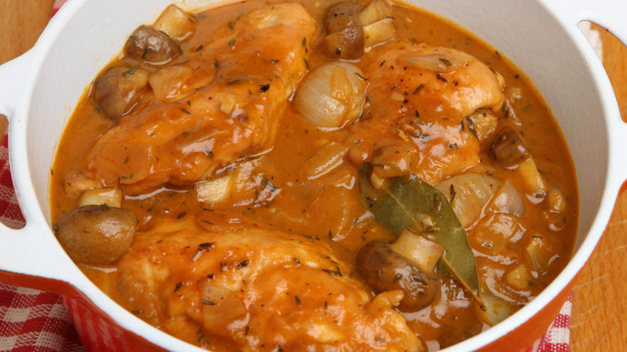 Chicken chasseur, classic French casserole