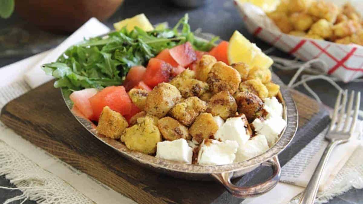 Watermelon Feta Salad with Fried Scallops