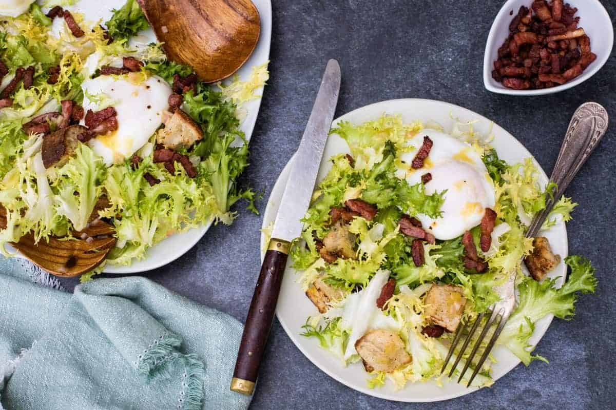 Frisée Salad with Baguette Croutons