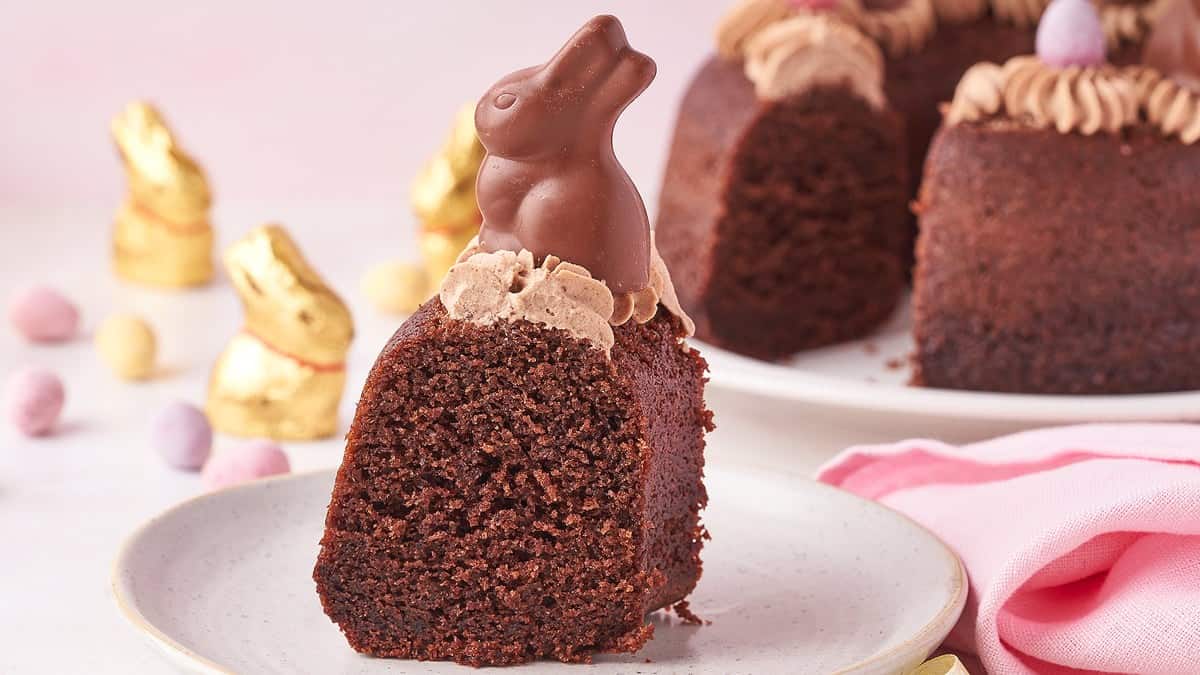 Chocolate Easter Bundt Cake with Bunnies