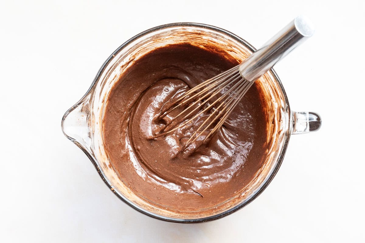 Liquid ingredient batter for Cadbury egg cookies.